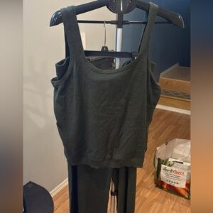 Women's Dark Green Sleeveless Top and pants